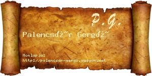 Palencsár Gergő névjegykártya